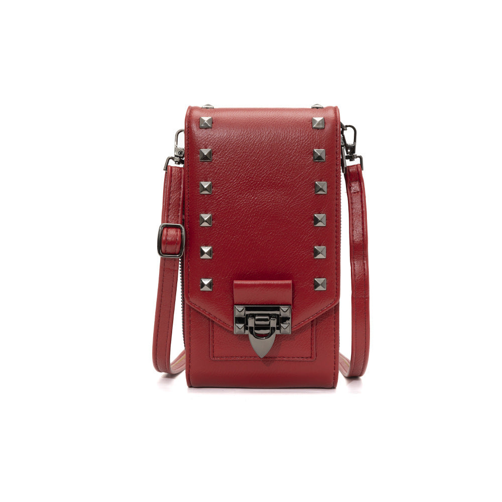 Rivet Design Shoulder Mobile Phone Crossbody Bag