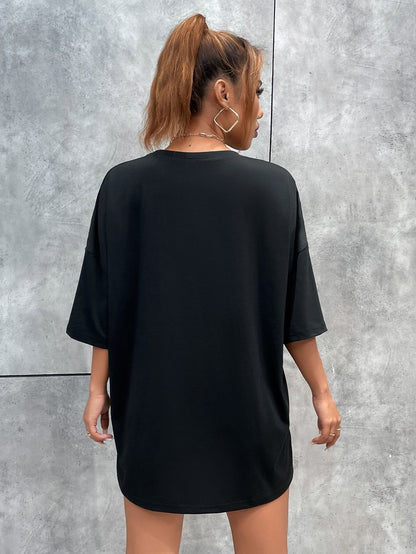 Women's Round Collar Designs Oversized T-shirt - 16th Avenue