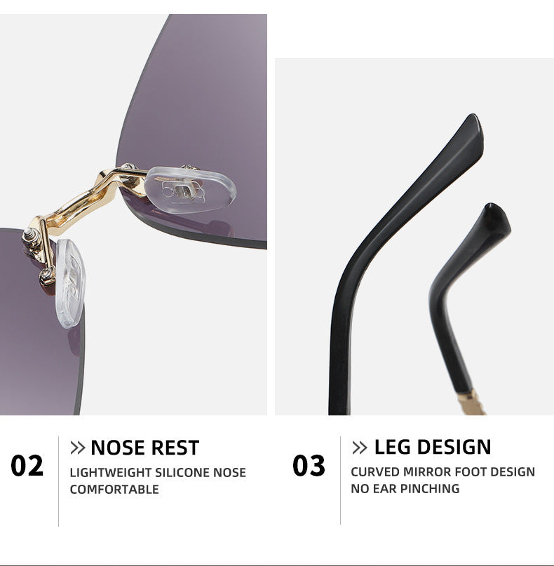 Luxury Diamond Butterfly Sunglasses Y2K Vintage Rimless Oversized Sun Glasses