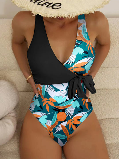 Women's High Waist Polyester Printed One-piece Bikini - 16th Avenue