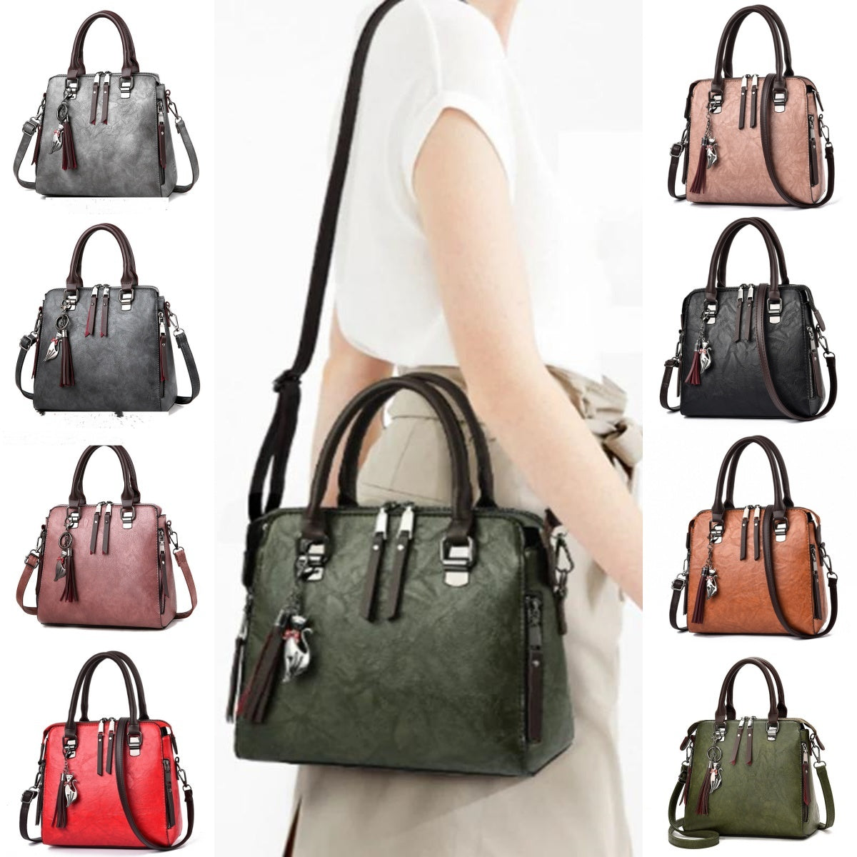 Vintage Luxury Women PU Leather Large Capacity Shoulder Fashion Handbag