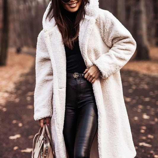 Autumn Winter Fashion Elegant Faux Fleece Coat