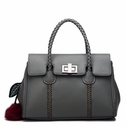 Lychee Pattern Leather Satchel handbag - 16th Avenue