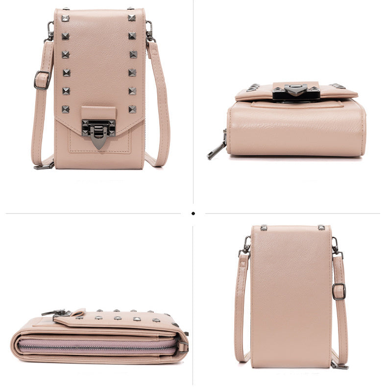 Rivet Design Shoulder Mobile Phone Crossbody Bag