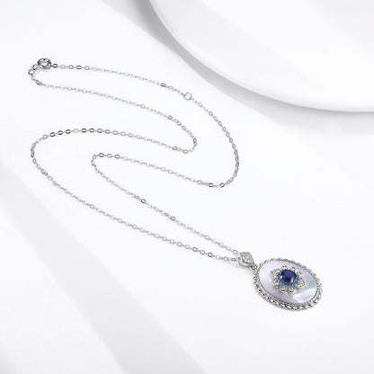 Sapphire Diamond Pendant 925 Sterling Silver Chain Necklace - 16th Avenue
