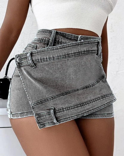 Women's Denim Shorts Y2k Vintage with Overlap Waist - 16th Avenue