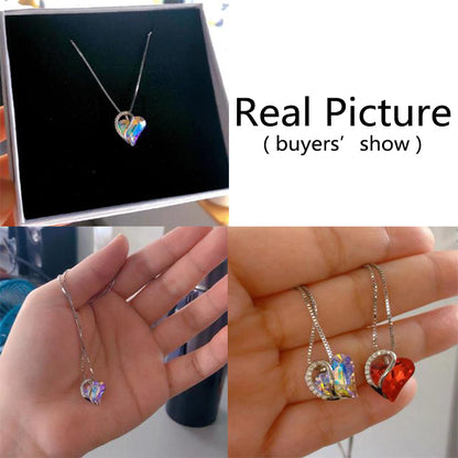 Women's 925 Sliver Heart Shaped Geometric Clavicle Chain Necklace - 16th Avenue