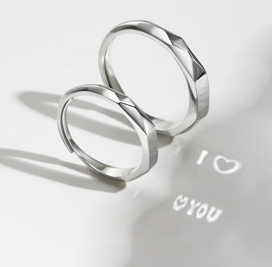 S925 Sterling Silver Rings By Light Reflect Show with Love Pattern Surface - 16th Avenue