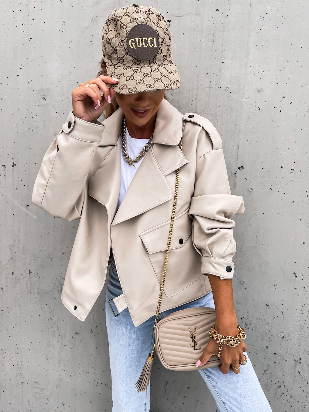 Women's Loose PU Leather Top Coat Jacket