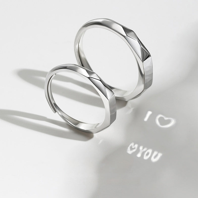 S925 Sterling Silver Rings By Light Reflect Show with Love Pattern Surface - 16th Avenue