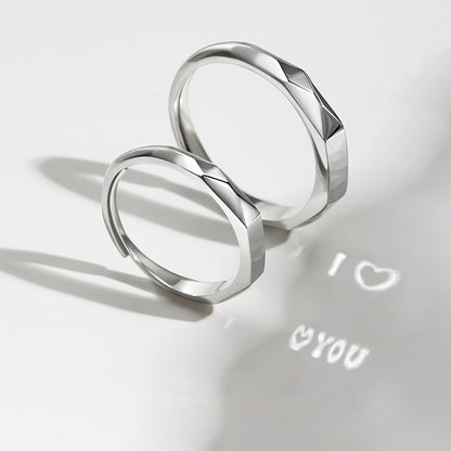 S925 Sterling Silver Rings By Light Reflect Show with Love Pattern Surface - 16th Avenue