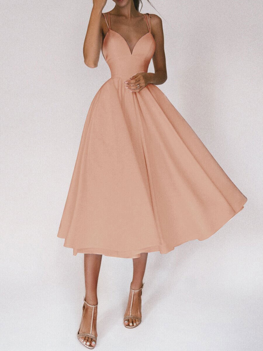 Sexy V-neck Suspender Summer Fashion A-Line Long Dress