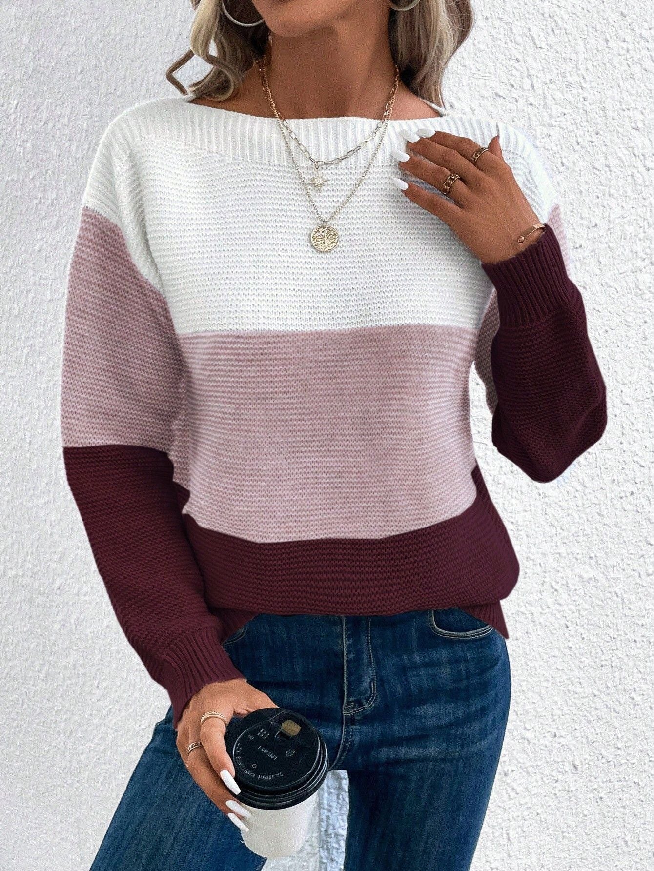 Pullover Knitted Sweater Round Neck - 16th Avenue