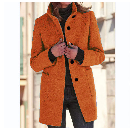 Women's Stand Collar Woolen Fall Winter Coat