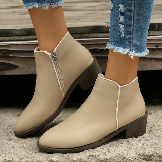 Women's Ankle Chunky Mid Heel Waterproof Shoes