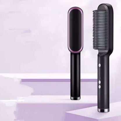 New 2 In 1 Hair Straightener Hot Comb Negative Ion Curling Electric Hair Brush - 16th Avenue