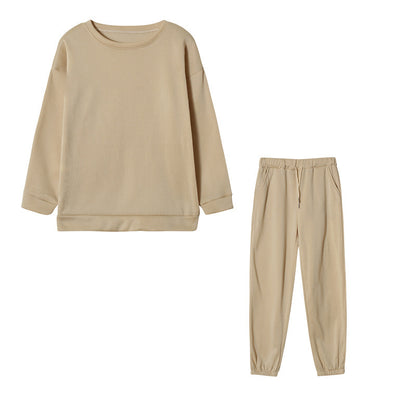 Ladies Athleisure Sweatshirt Two Piece Solid Color Hooded - 16th Avenue