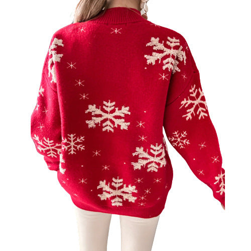 Women's Fall Winter Christmas Snowflake Knitted Sweater