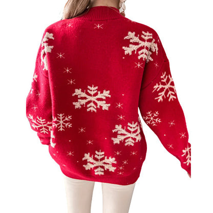 Women's Fall Winter Christmas Snowflake Knitted Sweater