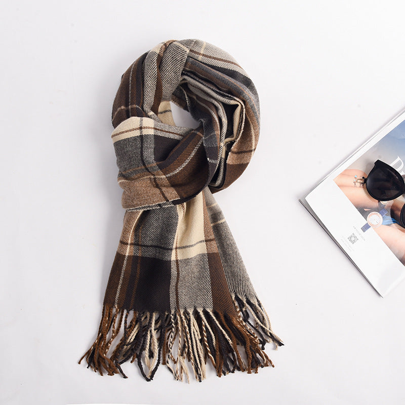 Women's Fashion Plaid Thickened Long Scarf Scarf