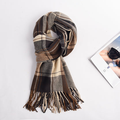 Women's Fashion Plaid Thickened Long Scarf Scarf