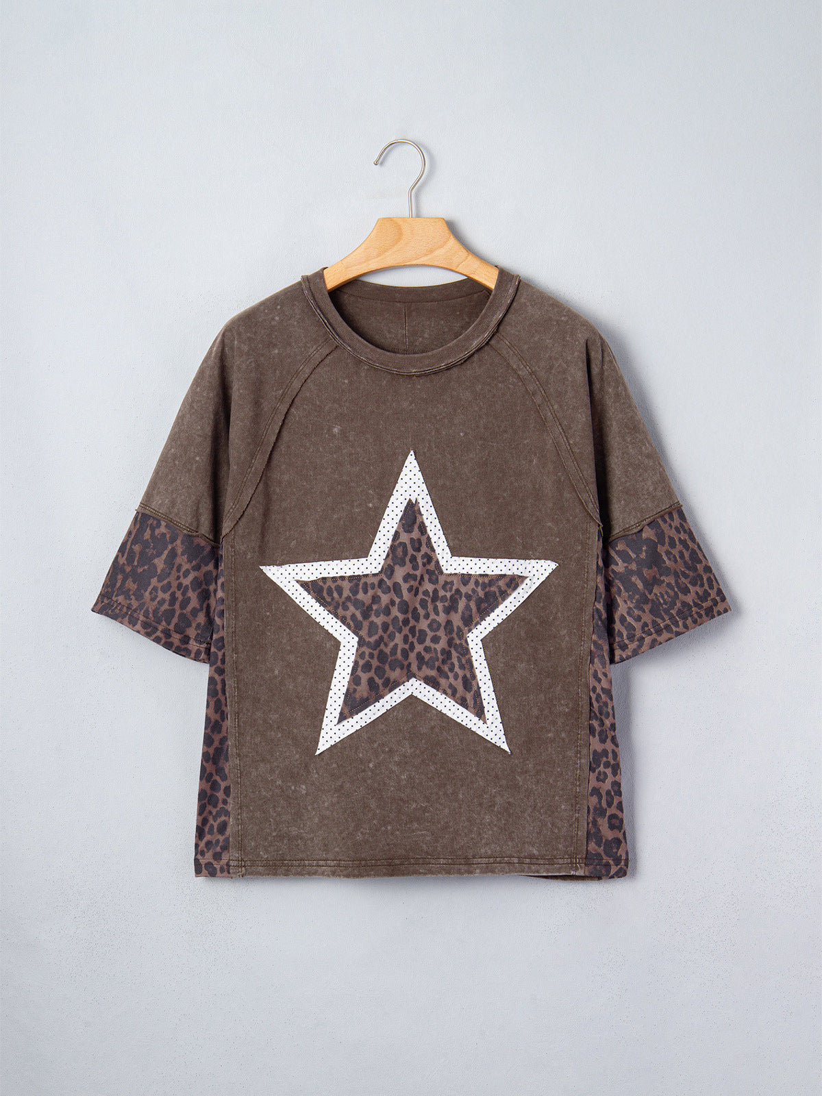 16th Avenue Five-pointed Star Leopard Print Old T-shirt - Women's Clothing