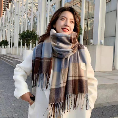 Women's Fashion Plaid Thickened Long Scarf Scarf