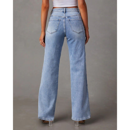 Casual Patchwork Women's Wide Leg Jeans - 16th Avenue