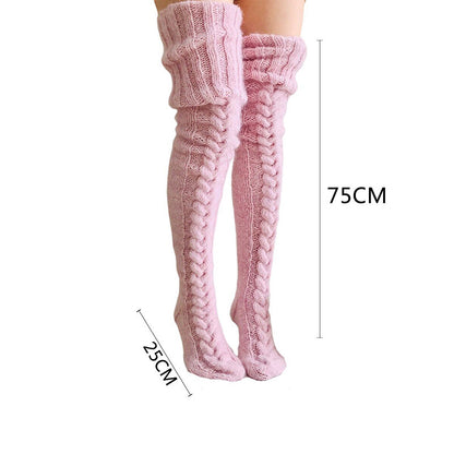 Women's Fall And Winter Over The Knee Knitted Pile Socks