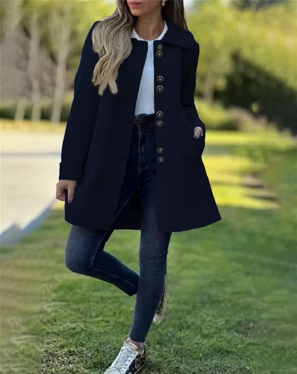 Polar Fleece Autumn And Winter Single-breasted Woolen Coat