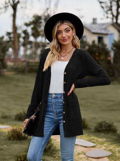 Women's Sunken Stripe Solid Color Long Sleeve Fall Sweater