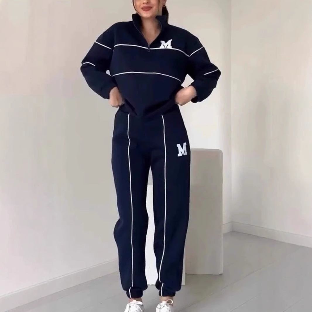 Women's 2 Piece Hoodless Pullover Baggy Sweatsuit