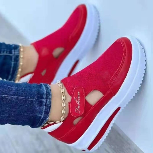 Women's Casual Low Wedge Breathable Non-Slip Comfort Sport Sneakers