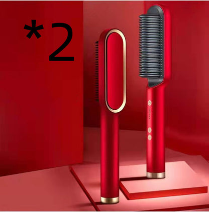 New 2 In 1 Hair Straightener Hot Comb Negative Ion Curling Electric Hair Brush - 16th Avenue