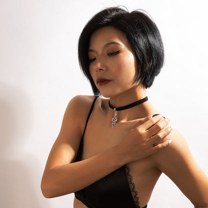 Chokers Witchy Gothic Grunge Collar Velvet Necklace Dark Jewelry - 16th Avenue