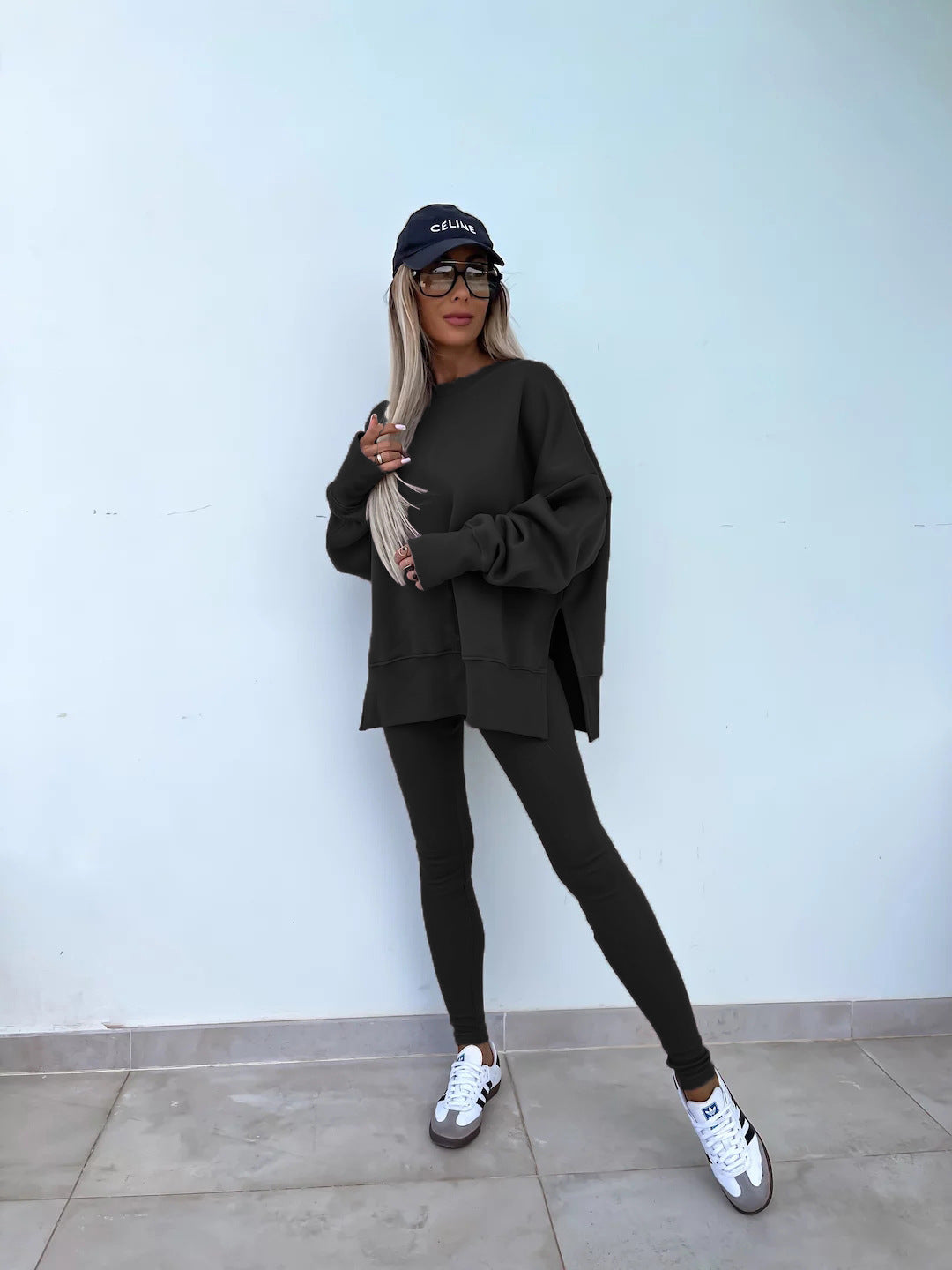 Casual Loose Long Sleeve Crew Neck Sweater Suit