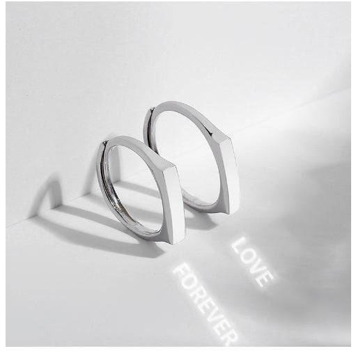 S925 Sterling Silver Rings By Light Reflect Show with Love Pattern Surface - 16th Avenue