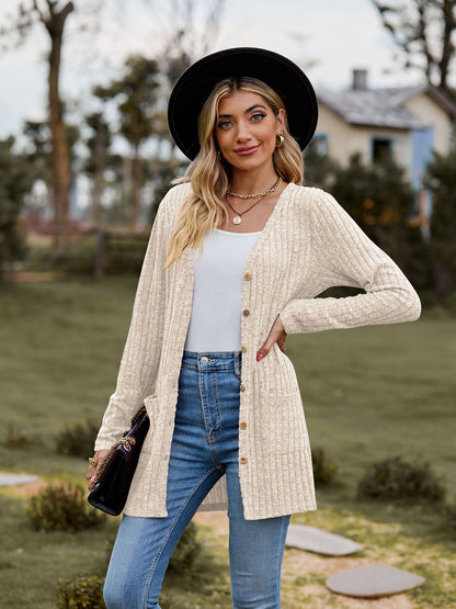 Women's Sunken Stripe Solid Color Long Sleeve Fall Sweater