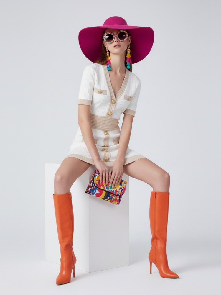 BYMANYC ® New York Women's Silk Knit Dress With Gold Buckle, Upper East Side, BYMANYC New York. - Women's Fashion - Women's Clothing - Dress - Half-Sleeve Dress