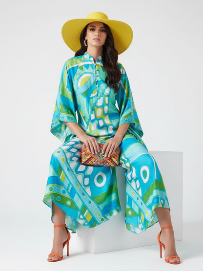 BYMANYC ® New York Printed Long Dress, Greenwich Village | Women - BYMANYC ® New York - Women's Fashion - Women's Clothing - Dress - Short-Sleeve Dress