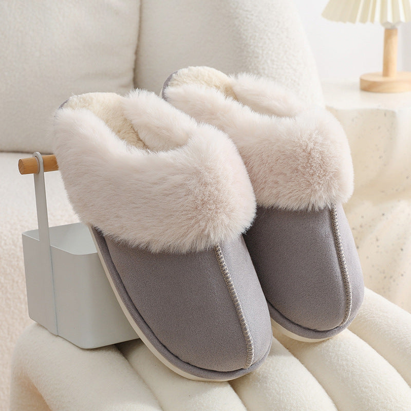 Winter Warm Plush Home Fur Slippers Women/Couple Soft lined