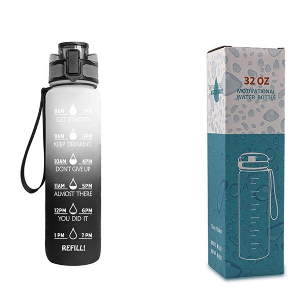 Sports Fitness 1L Tritan Water Bottle With Motivational Time Marker