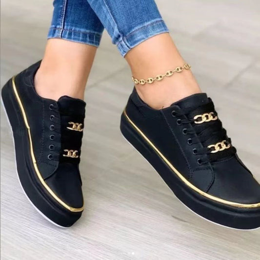 Chain Thick Bottom Loafers Walking Sports Shoes For Women