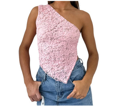 Ins Lace Backless Top Summer Solid Color Waistless Streetwear - 16th Avenue