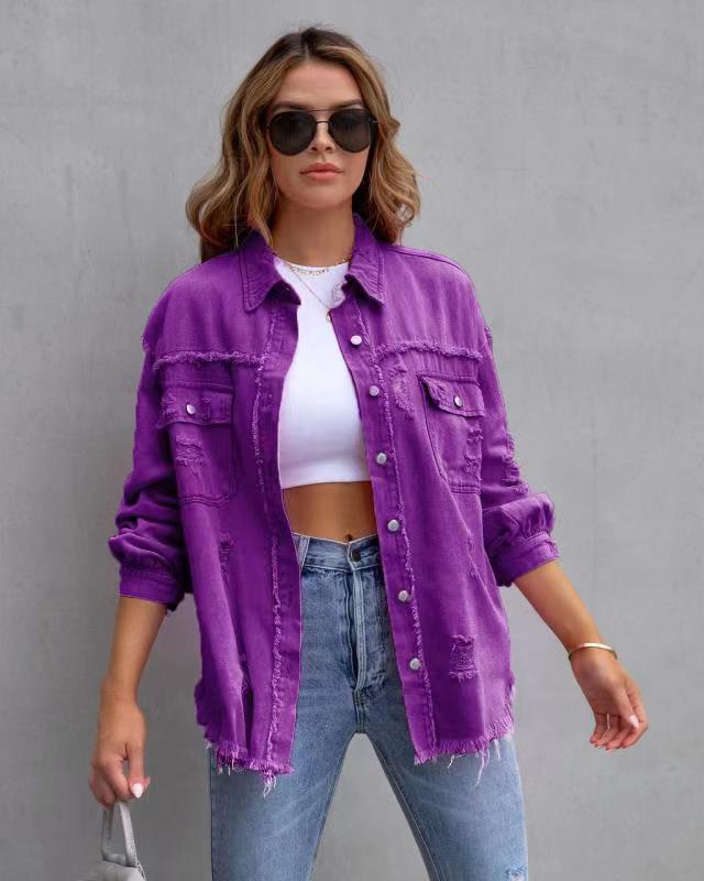 Fashion Ripped Jacket Spring Casual Top