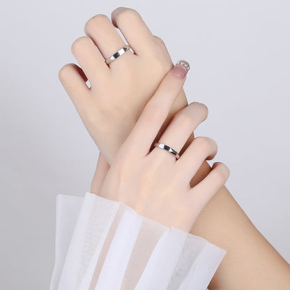 S925 Sterling Silver Rings By Light Reflect Show with Love Pattern Surface - 16th Avenue