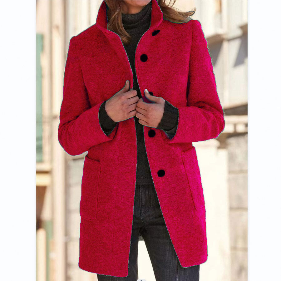 Women's Stand Collar Woolen Fall Winter Coat