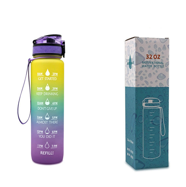 Sports Fitness 1L Tritan Water Bottle With Motivational Time Marker