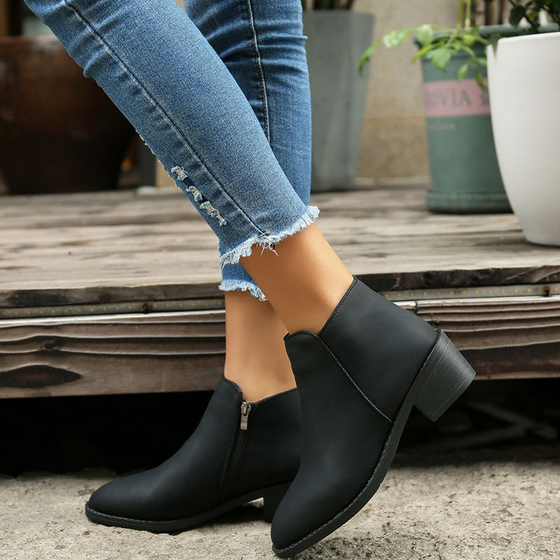 Women's Ankle Chunky Mid Heel Waterproof Shoes