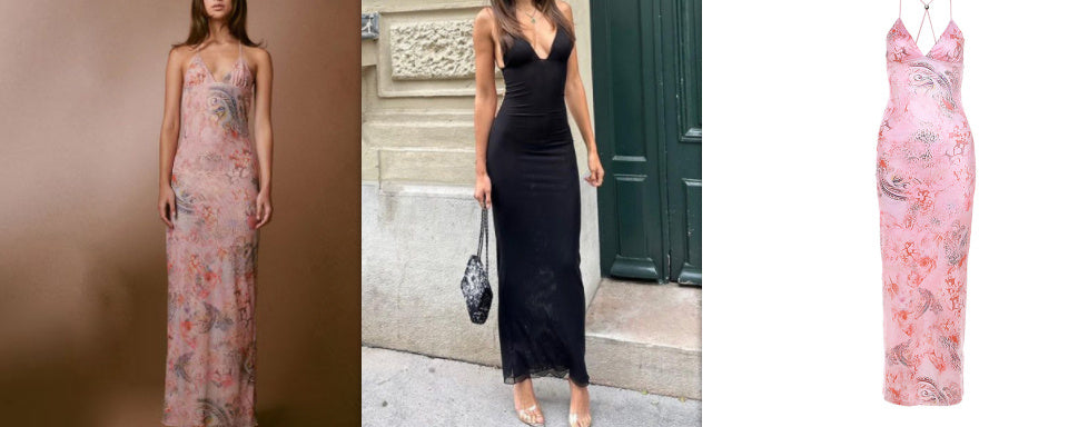 Sexy Spring Summer Floral Print Halter Spaghetti Strap Butterfly Back Dress